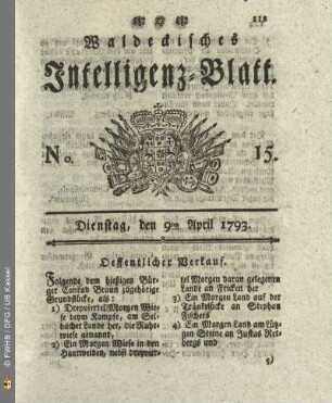 No. 15. Dienstag, den 9ten April 1793