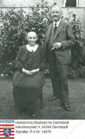 Stock, Jakob / Porträt mit Ehefrau in Garten, Ganzfiguren