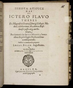 De Ictero Flavo Theses [...]