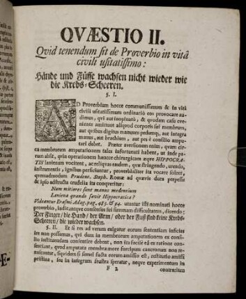 Quæstio II. Quid tendenum sit de Proverbio in vitá civili usitatissimo: