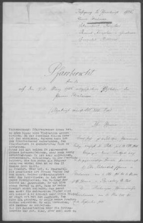 Ettenhausen mit Bartenstein, Reichertswiesen, Gütbach, Heuchlingen, Hornungshof und Sichertshausen: Pfarrbericht 1926