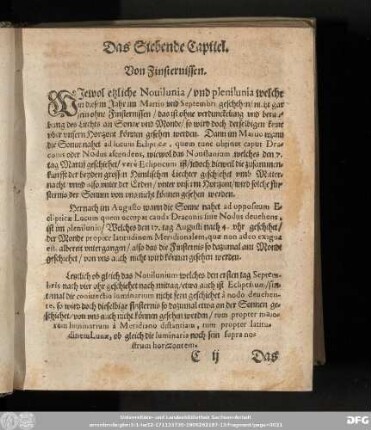 Das Siebende Capitel. Von Finsternissen.