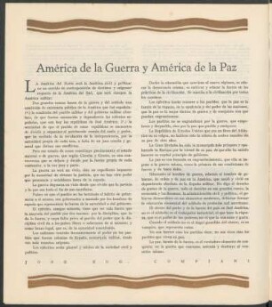 América de la Guerra y América de la Paz