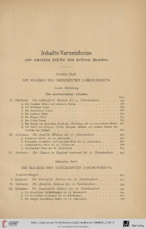 Inhalts-Verzeichniss der zweiten Hälfte des dritten Bandes