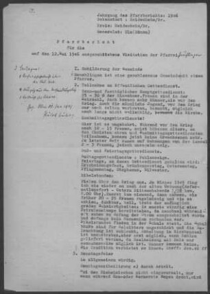 Heuchlingen: Pfarrbericht 1946