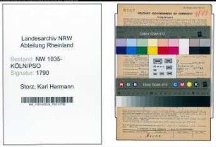 Entnazifizierung Karl Hermann Storz , geb. 16.03.1886 (Materialverwalter)