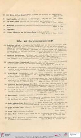 Möbel und Einrichtungsgegenstände (Nr. 324 - 430)