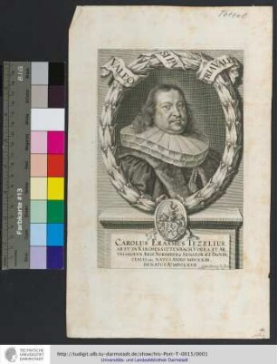 Carolus Erasmus Tezelius, Ab Et In Kirchensittenbach, Vorra, Et Artelshofen, Reip. Norimberg Senator Et Provincialis, etc. Natus Anno MDCXXIII. Denatus Ao. MDCLXVII. / J Sandrart sculpsit