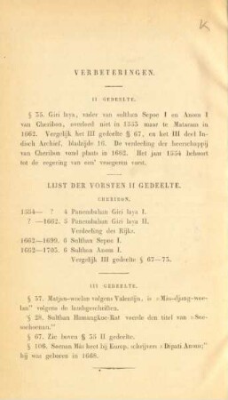Lijst der vorsten II gedeelte