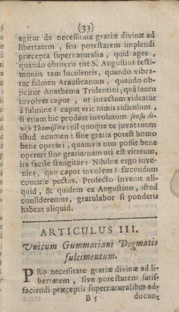 Articulus III. Vnicum Gummariani Dogmatis fulcimentum.