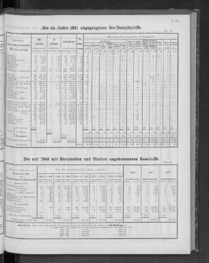 Die im Jahre 1891 abgegangenen See-Dampfschiffe.