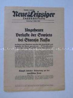 Extrablatt der "Neuen Leipziger Tageszeitung" u.a. über den Luftangriff auf Nürnberg
