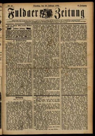 Ausgabe vom Dienstag, den 23. Februar 1892.
