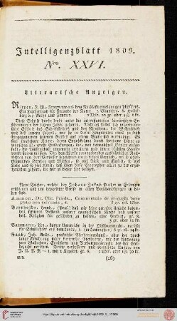 Intelligenzblatt Nro. XXVI