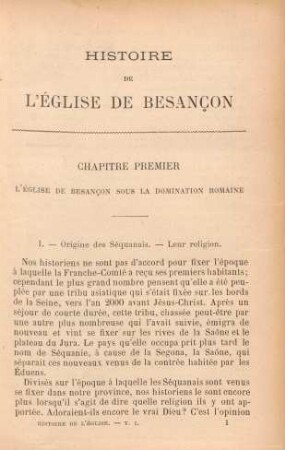 Chapitre Premier. L'église de Besancon sous la domination romaine