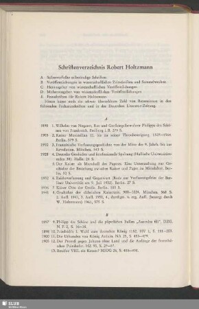 Schriftenverzeichnis Robert Holtzmann