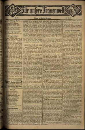 Zweite Ausgabe vom Samstag, den 26. April 1930.