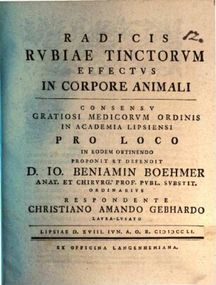 Radicis rubiae tinctorum effectus in corpore animali
