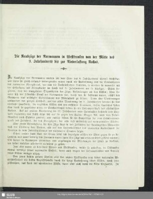 Die Raubzüge der Normannen in Westfranken von der Mitte des 9. Jahrhunderts bis zur Niederlassung Rollos