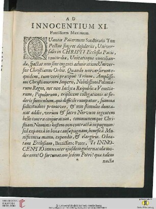 Ad Innocentium XI. Pontificem Maximum