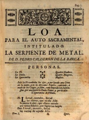 Autos Sacramentales Alegoricos, Y Historiales. 1
