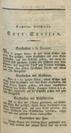 Sechster Abschnitt. Eyer-Speisen
