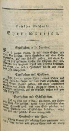 Sechster Abschnitt. Eyer-Speisen
