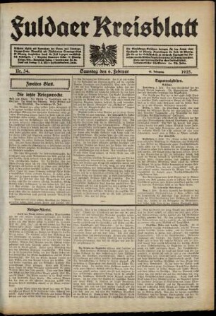 Zweite Ausgabe vom Samstag, den 06. Februar 1915.