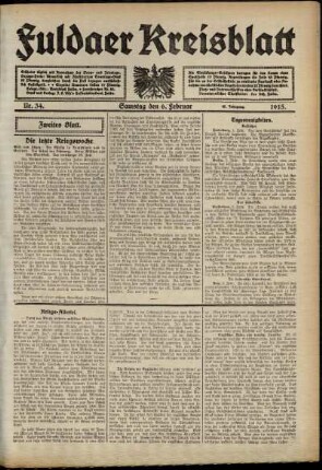 Zweite Ausgabe vom Samstag, den 06. Februar 1915.