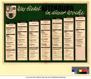 Originaltitel: Was bietet Altenburg in dieser Woche 13. Februar bis 19. Februar 1950
