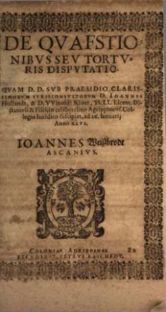De quaestionibus s. torturis disp.