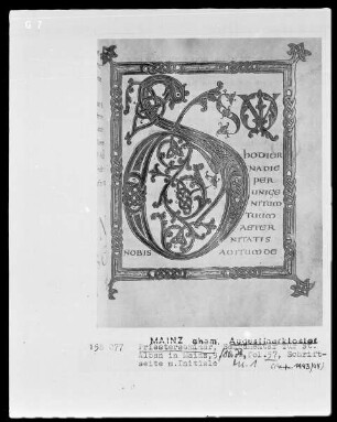 Sakramentar für Sankt Alban in Mainz, Manuskript 1: folio 57recto, Initiale O