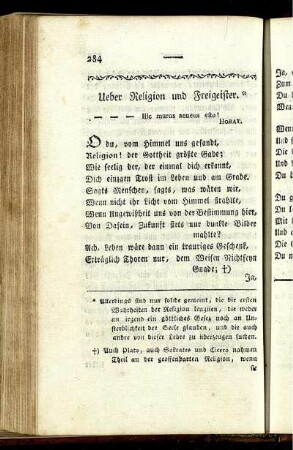 Ueber Religion und Freigeister.