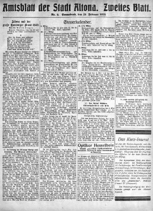 Nummer 9. Zweites Blatt. : Sonnabend, den 28. Februar 1925