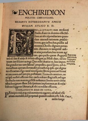 Enchiridion militis Christiani : cum alijs quoru[m] Catalogum pagellae sequentis Elenchus indicabit