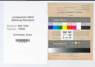 Entnazifizierung Erich Schneider, geb. 03.11.1897 (Schleifer)