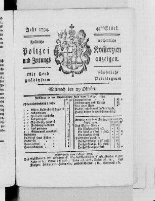 44tes Stück., Ausgabe vom 29. Oktober 1794