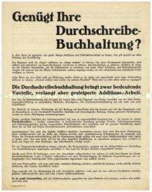 Informationsschrift über die Einführung von Buchungsmaschinen