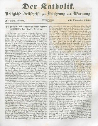 645-647 Die zeitigen und augenblicklichen Pfarrverhältnisse der Stadt Coblenz