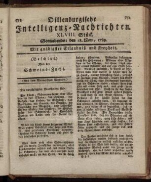 XLVIII. Stück. Sonnabends: den 28. Nov., 1789.