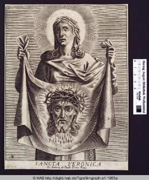 Die heilige Veronika mit dem Schweißtuch Christi.