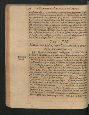 Cap. VII. Harmonia Calixtino-Calviniana in articulo de causa peccati.