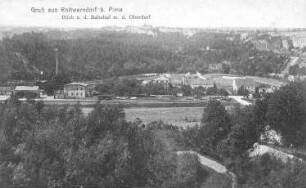 Pirna-Rottwerndorf. Blick auf Bahnhof und Oberdorf, Ansichtskarte