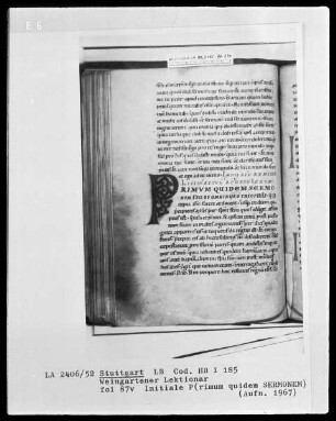 Voll-Lektionar — Initiale P(RIMUM QUIDEM SERMONEM), Folio 87verso