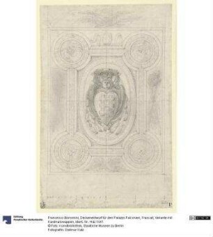 Deckenentwurf für den Palazzo Falconieri, Frascati, Variante mit Kardinalswappen