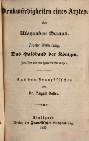 Denkwürdigkeiten eines Arztes, 2,12/15. Das Halsband der Königin
