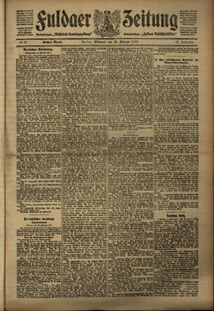 Erste Ausgabe vom Mittwoch, den 15. Februar 1911.