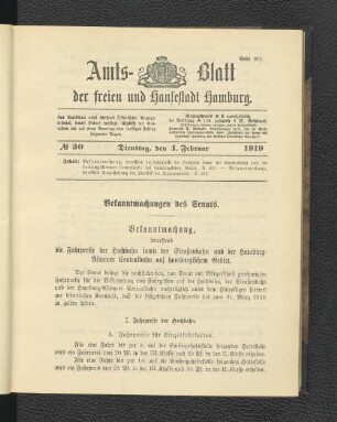 No.30, Dienstag, den 4. Februar 1919