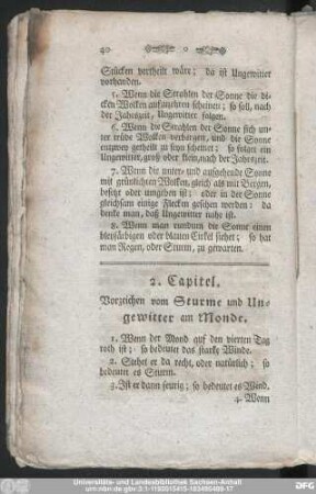 2. Capitel. Vorzeichen vom Sturme und Ungewitter am Monde.