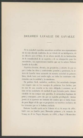Dolores Lavalle de Lavalle